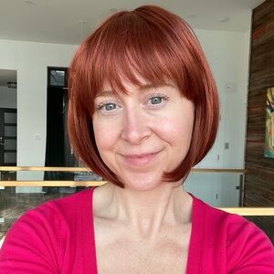Synthetic Auburn Bob Wig with Bangs